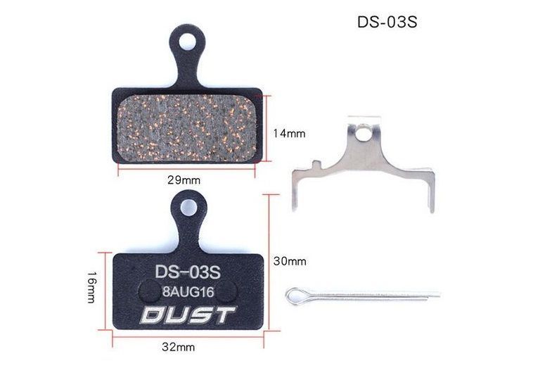 Колодки гальмiвнi полуметал пiд дисковi гальма DUST DS-03S Пiдходе пiд дисковi гальма Shimano M985/988/785/666/675/615, FSA K -Force DB-XC-9000 и др. BRS-017 фото