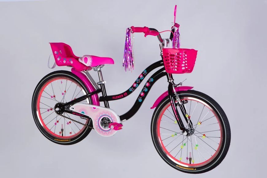 Дитячий велосипед Formula Kid FLOWER PREMIUM 20&Prime;, чорний з рожевим, 2026 OPS-FRK-20-242 фото
