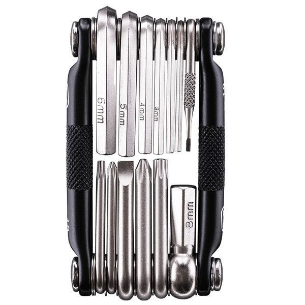 Мультитул Crankbrothers M13, 2/2.5/3/4/5/6/8мм, T10, T25, Phillips #1 #2, flat #2, інструмент для безкамерних шин, чорний TOO-32-08 фото
