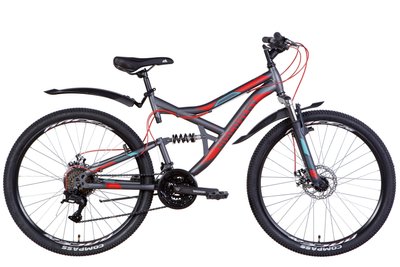 Велосипед 26" Discovery CANYON AM2 DD 2022 (темно-сірий з червоним і блакитним (м)) OPS-DIS-26-446 фото